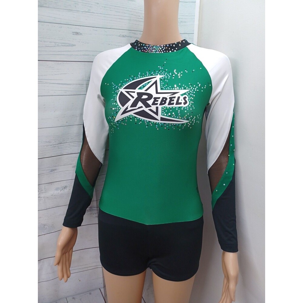 Varsity REBELS Athletic Cheerleader Cheerleading Dance Uniform Romper Sz YX4R